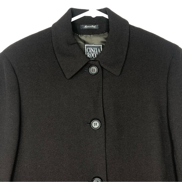 VintageCinzia Rocca Brown medium weight  collared lined wool Coat/Jacket  size 8 - Picture 1 of 14